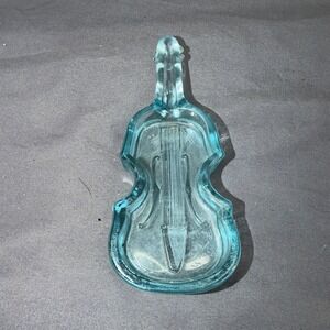 Vintage L.G. WRIGHT Blue Glass Violin Ashtray, Trinket Dish